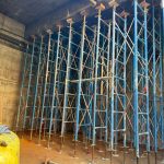 Temporary structural shoring to ensure safe work below grade.